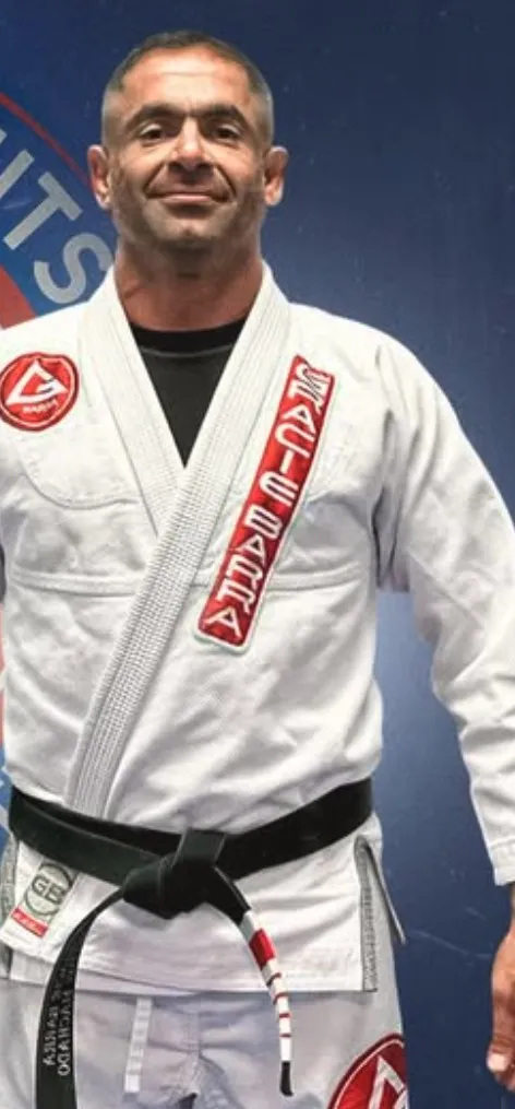Professor Milton Machado, 5th-degree black belt, in his Gracie Barra kimono.